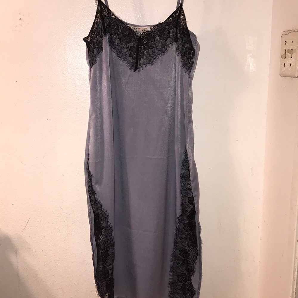 Blue Dress W/Black Lace